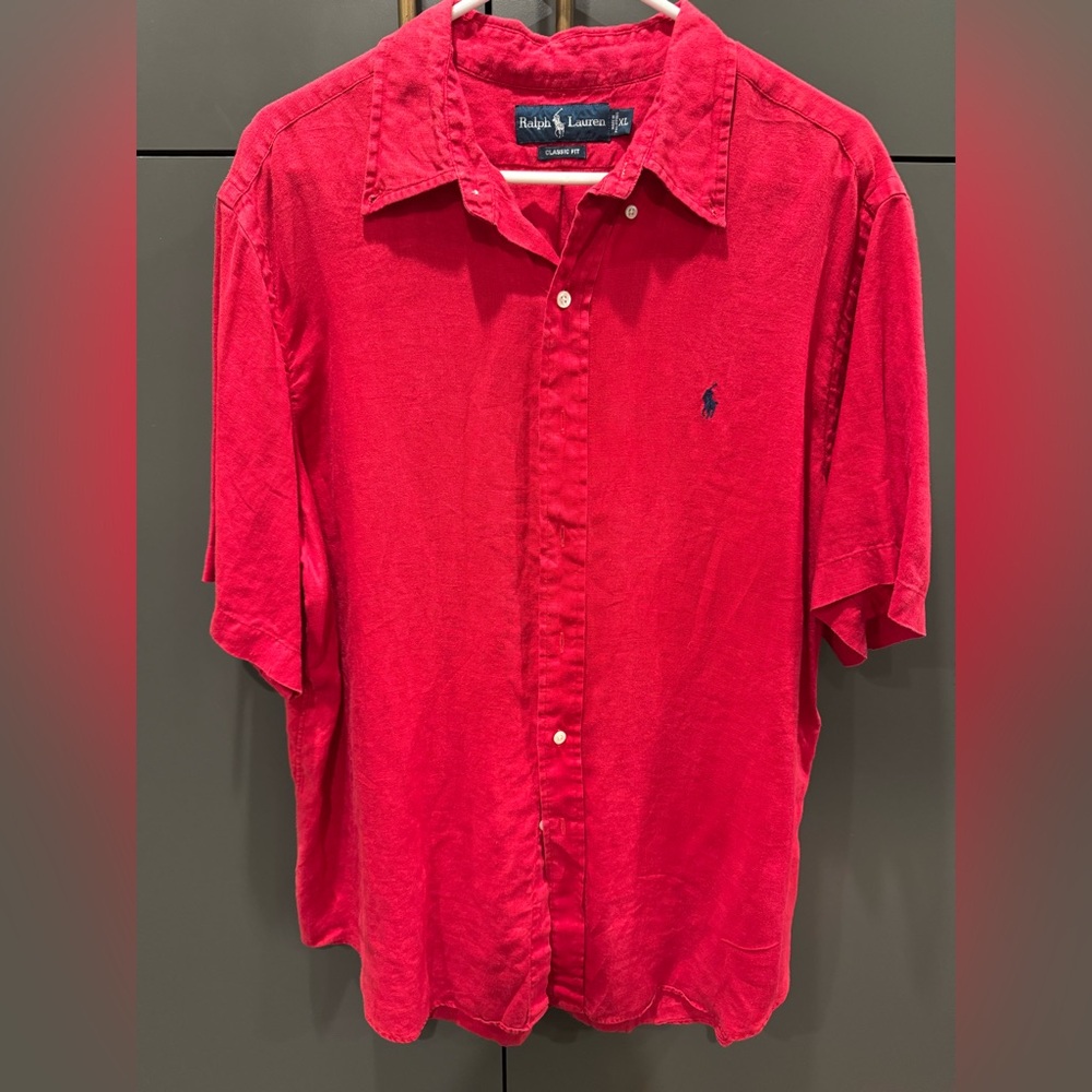 Ralph Lauren Classic Fit Button Down Shirt Men’s XL Red Linen Blend - Picture 2 of 4
